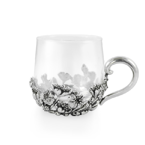 web-10 Seasonal Flowers Glass Tea Cup: Sakura - Image 1