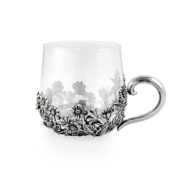 web-12 Seasonal Flowers Glass Tea Cup: Chrysanthemum - Image 1